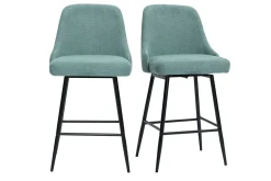 Tabourets de bar pivotants 360° en tissu chenille vert céladon et métal H66 cm (lot de 2) HASTA
