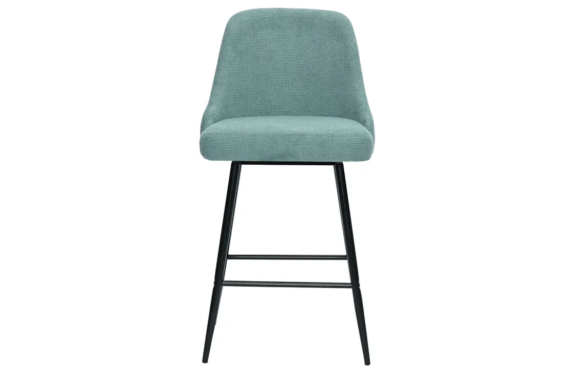 Tabourets de bar pivotants 360° en tissu chenille vert céladon et métal H66 cm (lot de 2) HASTA