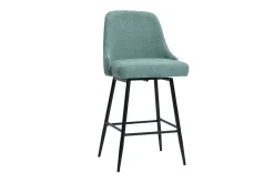 Tabourets de bar pivotants 360° en tissu chenille vert céladon et métal H66 cm (lot de 2) HASTA