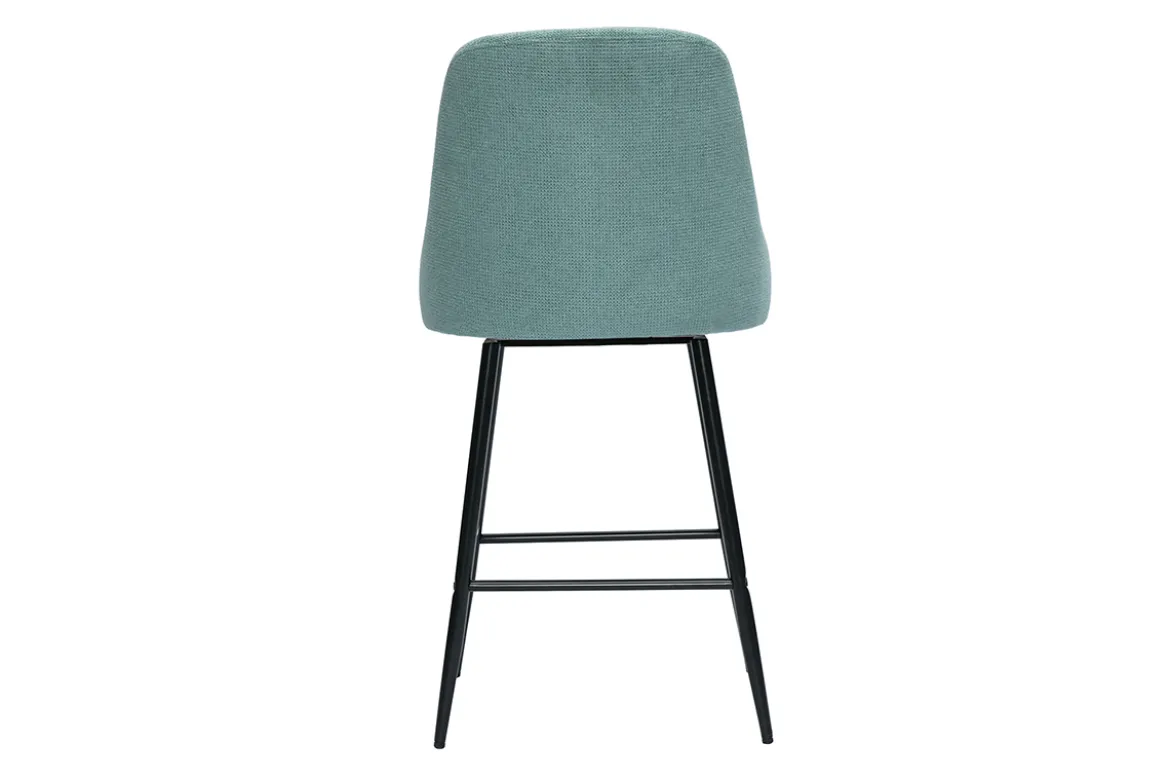 Tabourets de bar pivotants 360° en tissu chenille vert céladon et métal H66 cm (lot de 2) HASTA