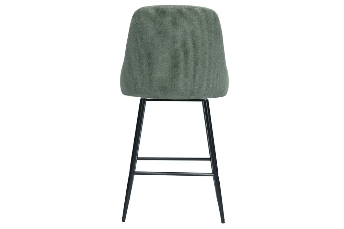 Tabourets de bar pivotants 360° en tissu chenille vert kaki et métal H66 cm (lot de 2) HASTA