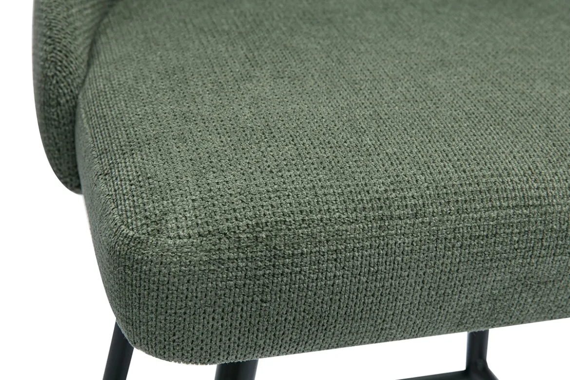 Tabourets de bar pivotants 360° en tissu chenille vert kaki et métal H66 cm (lot de 2) HASTA