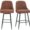 Tabourets de bar pivotants 360° en tissu chenille terre brûlée et métal H66 cm (lot de 2) HASTA