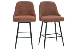 Tabourets de bar pivotants 360° en tissu chenille terre brûlée et métal H66 cm (lot de 2) HASTA