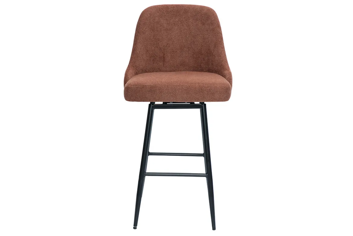 Tabourets de bar pivotants 360° en tissu chenille terre brûlée et métal H66 cm (lot de 2) HASTA