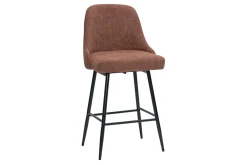 Tabourets de bar pivotants 360° en tissu chenille terre brûlée et métal H66 cm (lot de 2) HASTA