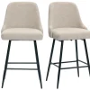Tabourets de bar pivotants 360° en tissu chenille beige et métal H66 cm (lot de 2) HASTA