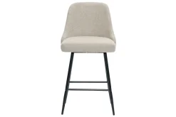Tabourets de bar pivotants 360° en tissu chenille beige et métal H66 cm (lot de 2) HASTA