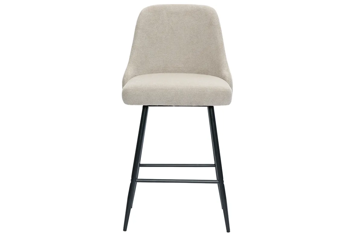 Tabourets de bar pivotants 360° en tissu chenille beige et métal H66 cm (lot de 2) HASTA
