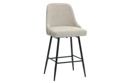 Tabourets de bar pivotants 360° en tissu chenille beige et métal H66 cm (lot de 2) HASTA