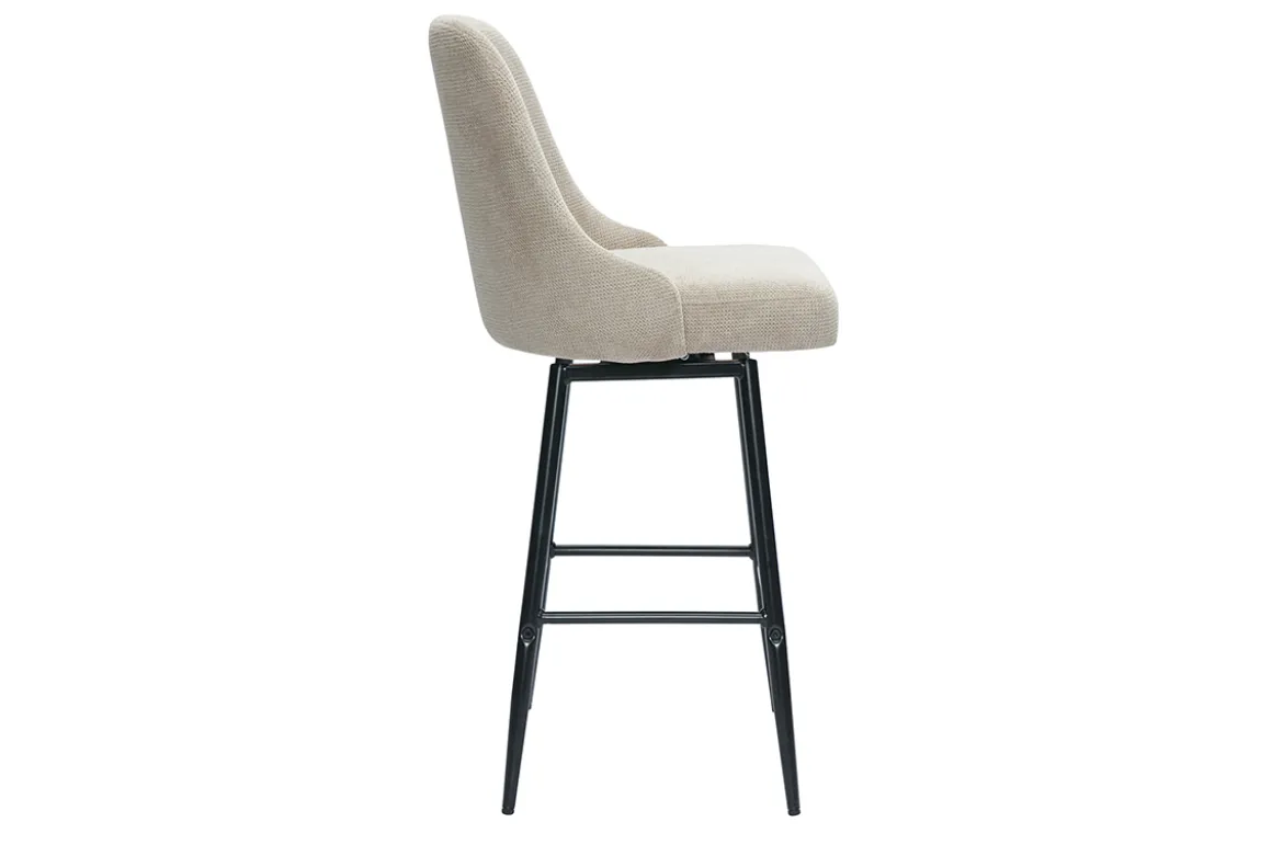 Tabourets de bar pivotants 360° en tissu chenille beige et métal H66 cm (lot de 2) HASTA