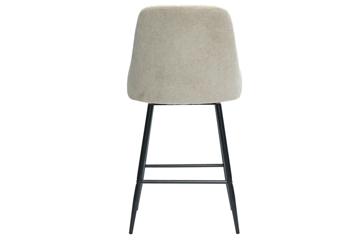 Tabourets de bar pivotants 360° en tissu chenille beige et métal H66 cm (lot de 2) HASTA
