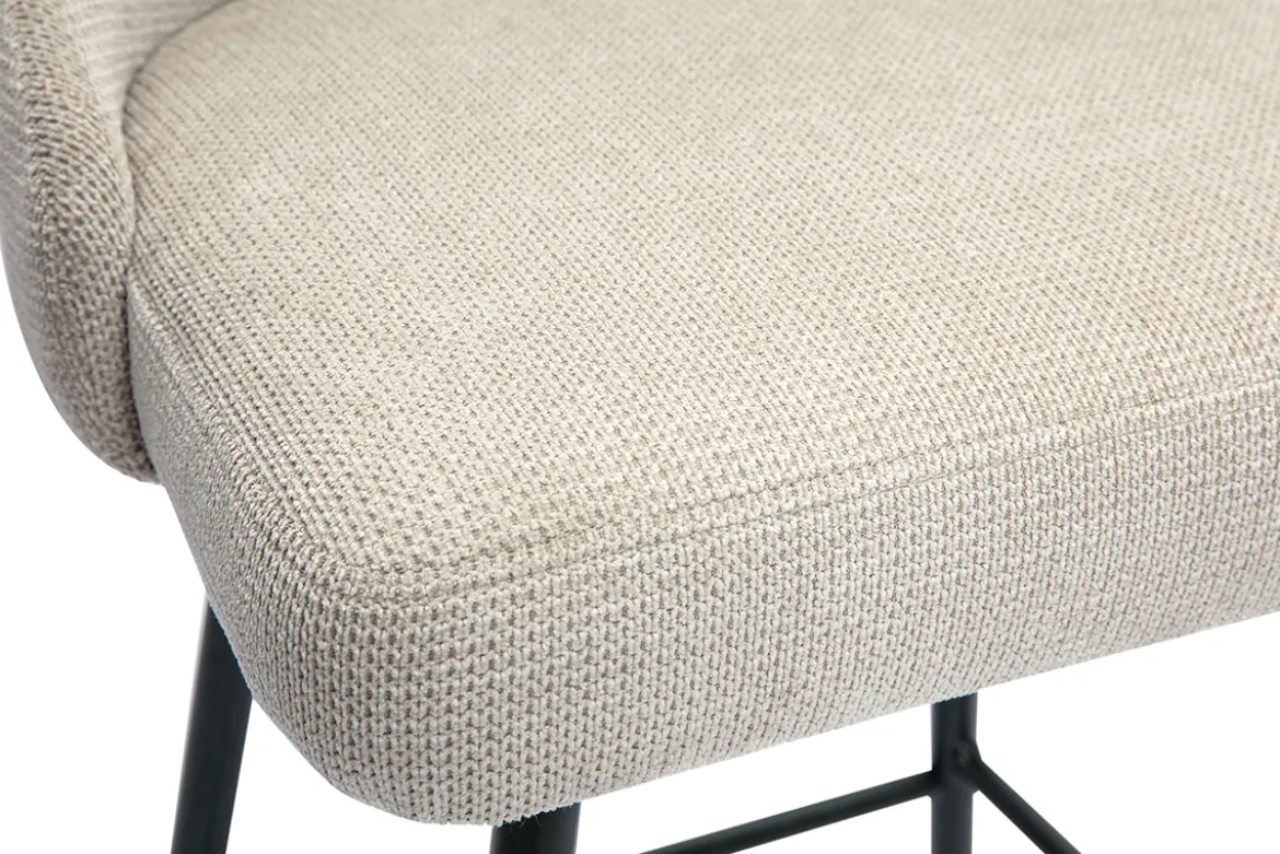 Tabourets de bar pivotants 360° en tissu chenille beige et métal H66 cm (lot de 2) HASTA