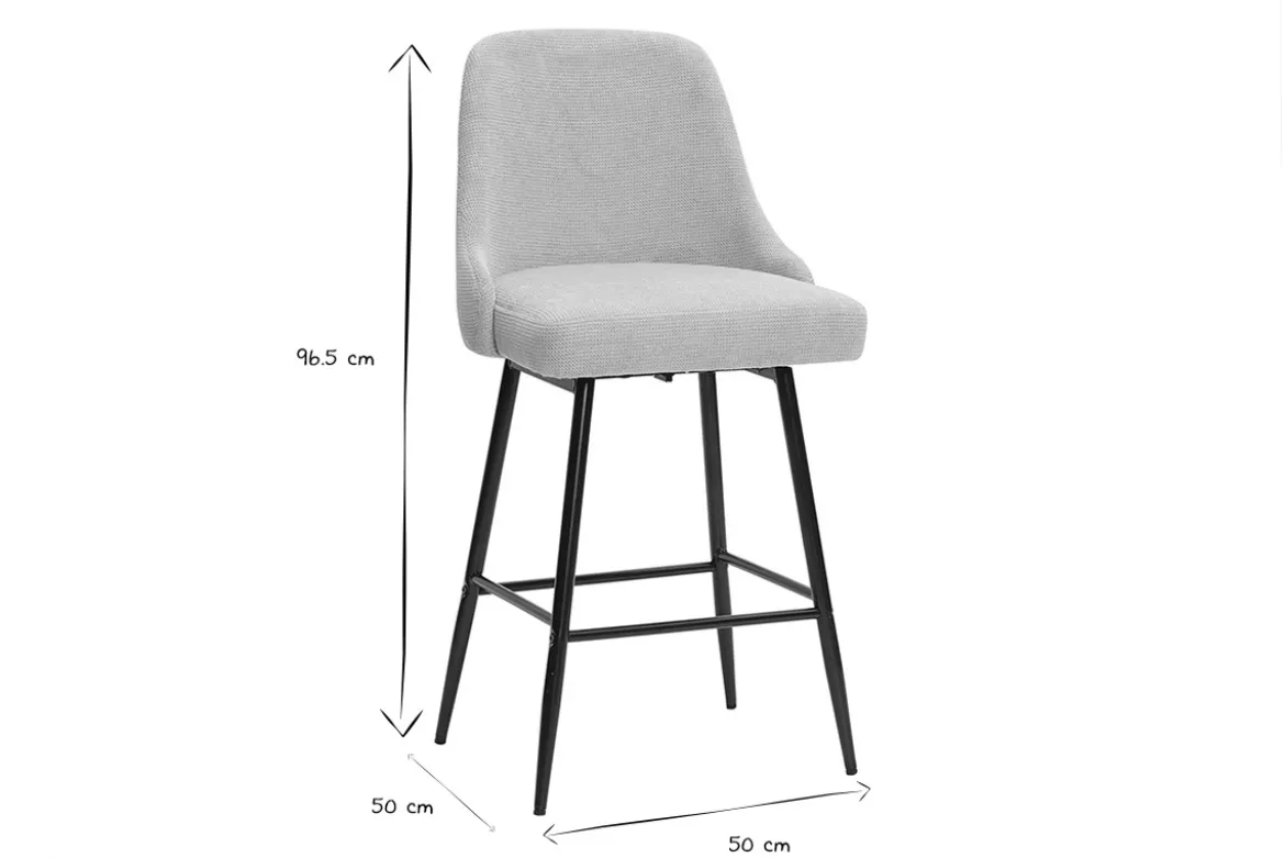 Tabourets de bar pivotants 360° en tissu chenille beige et métal H66 cm (lot de 2) HASTA