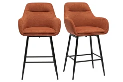 Tabourets de bar pivotants 360° en tissu effet velours texturé terre brûlée et métal H65.5 cm (lot de 2) ALESS