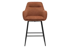 Tabourets de bar pivotants 360° en tissu effet velours texturé terre brûlée et métal H65.5 cm (lot de 2) ALESS