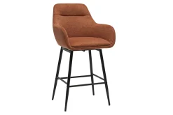 Tabourets de bar pivotants 360° en tissu effet velours texturé terre brûlée et métal H65.5 cm (lot de 2) ALESS