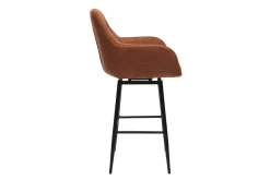 Tabourets de bar pivotants 360° en tissu effet velours texturé terre brûlée et métal H65.5 cm (lot de 2) ALESS