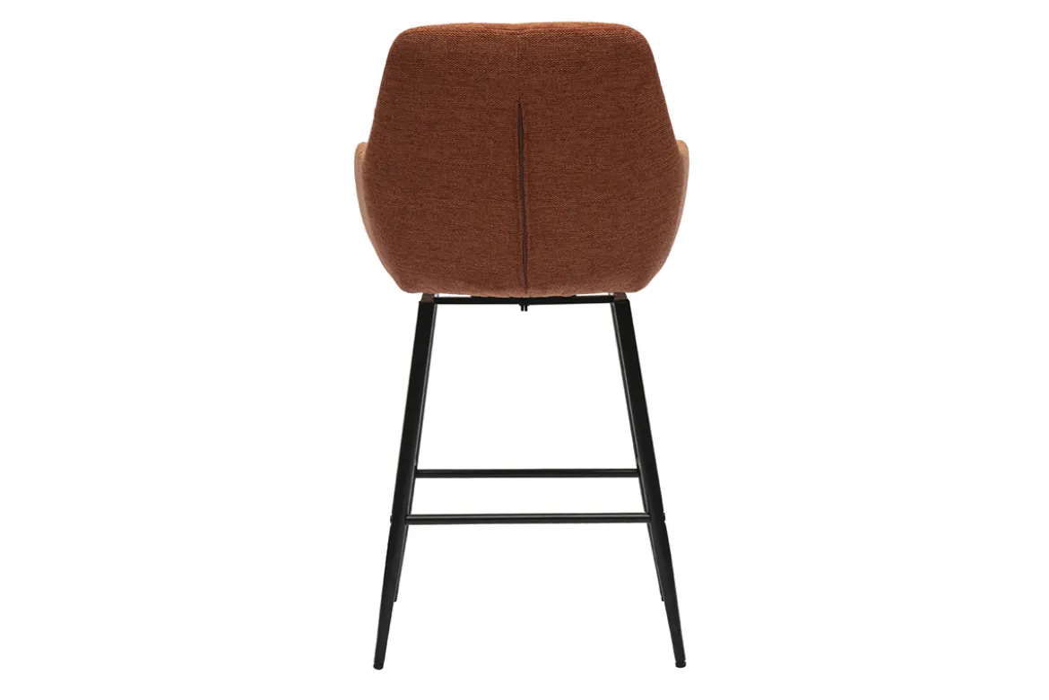 Tabourets de bar pivotants 360° en tissu effet velours texturé terre brûlée et métal H65.5 cm (lot de 2) ALESS