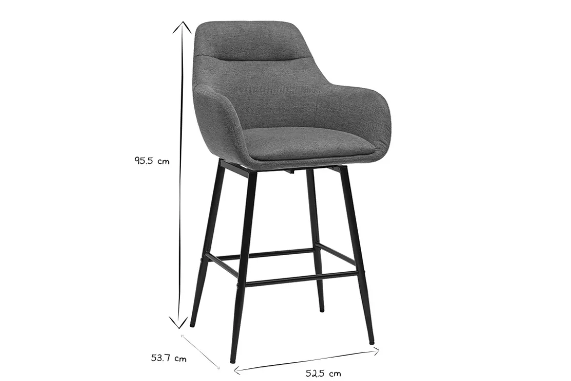 Tabourets de bar pivotants 360° en tissu effet velours texturé terre brûlée et métal H65.5 cm (lot de 2) ALESS
