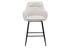 Tabourets de bar pivotants 360° en tissu effet velours texturé beige et métal H65.5 cm (lot de 2) ALESS