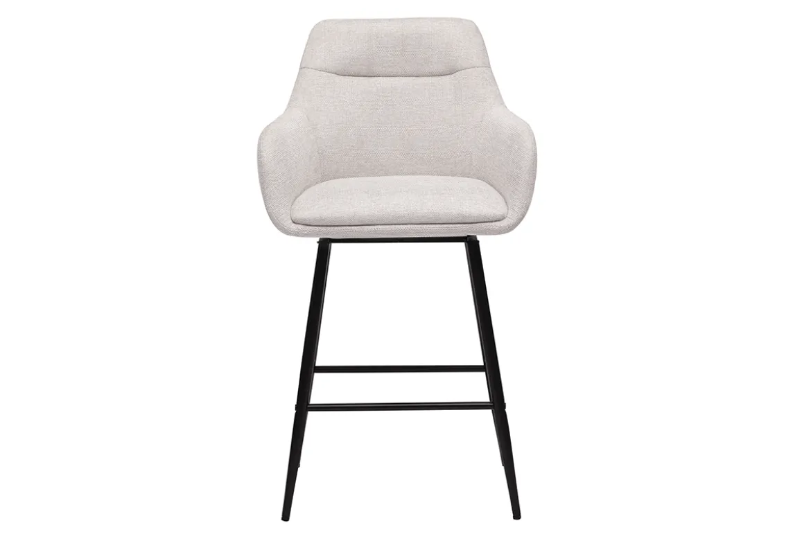 Tabourets de bar pivotants 360° en tissu effet velours texturé beige et métal H65.5 cm (lot de 2) ALESS