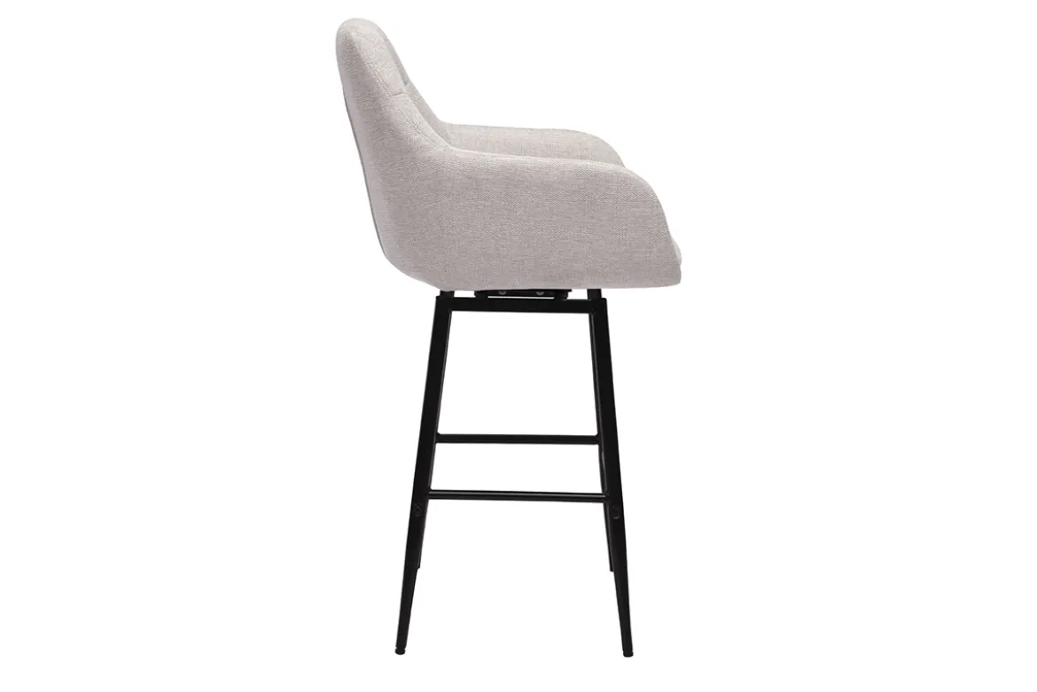 Tabourets de bar pivotants 360° en tissu effet velours texturé beige et métal H65.5 cm (lot de 2) ALESS