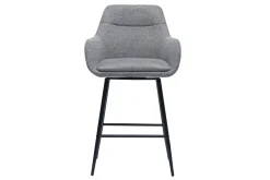 Tabourets de bar pivotants 360° en tissu effet velours texturé gris et métal H65.5 cm (lot de 2) ALESS