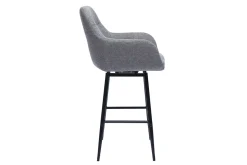 Tabourets de bar pivotants 360° en tissu effet velours texturé gris et métal H65.5 cm (lot de 2) ALESS