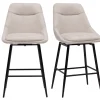 Tabourets de bar pivotants 360° en tissu effet velours texturé beige et métal H66 cm (lot de 2) ALESS