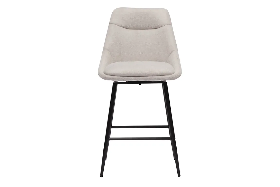 Tabourets de bar pivotants 360° en tissu effet velours texturé beige et métal H66 cm (lot de 2) ALESS