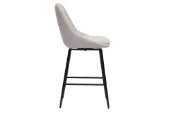 Tabourets de bar pivotants 360° en tissu effet velours texturé beige et métal H66 cm (lot de 2) ALESS