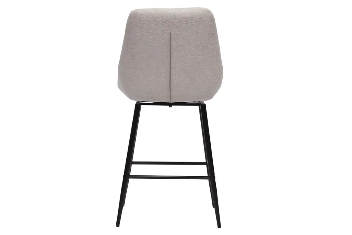 Tabourets de bar pivotants 360° en tissu effet velours texturé beige et métal H66 cm (lot de 2) ALESS