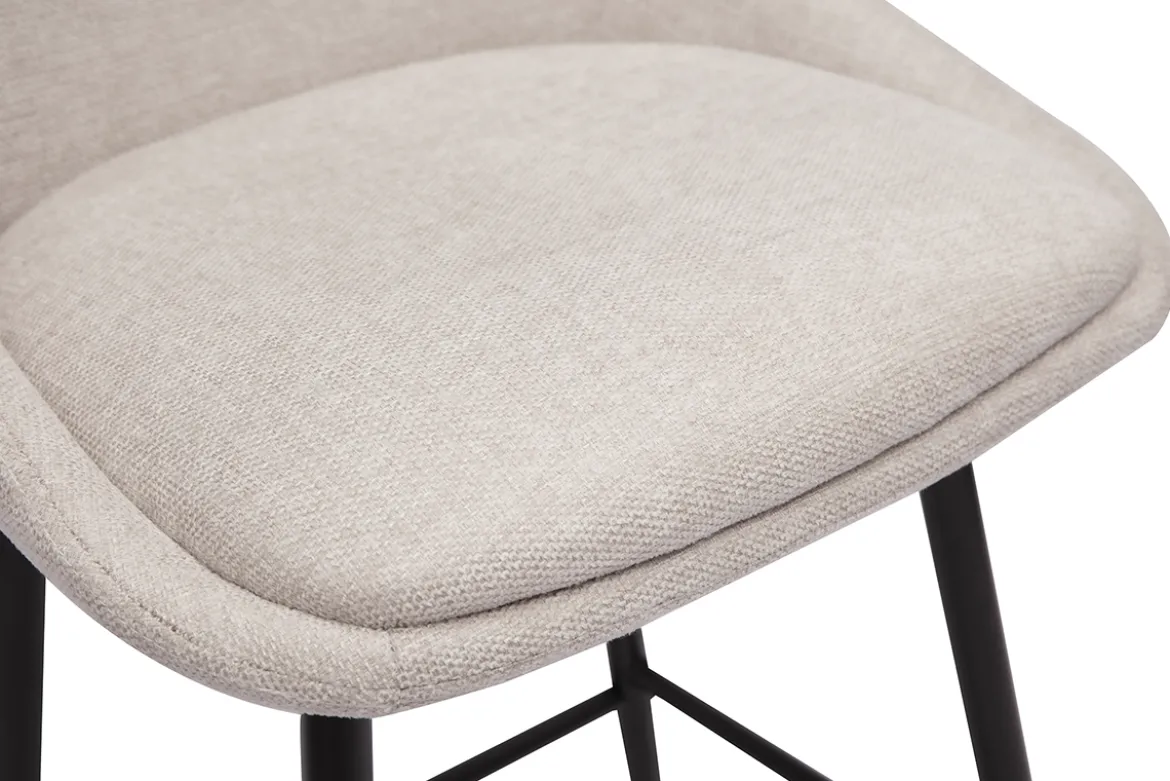 Tabourets de bar pivotants 360° en tissu effet velours texturé beige et métal H66 cm (lot de 2) ALESS