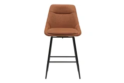 Tabourets de bar pivotants 360° en tissu effet velours texturé terre brûlée et métal H66 cm (lot de 2) ALESS