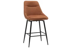 Tabourets de bar pivotants 360° en tissu effet velours texturé terre brûlée et métal H66 cm (lot de 2) ALESS