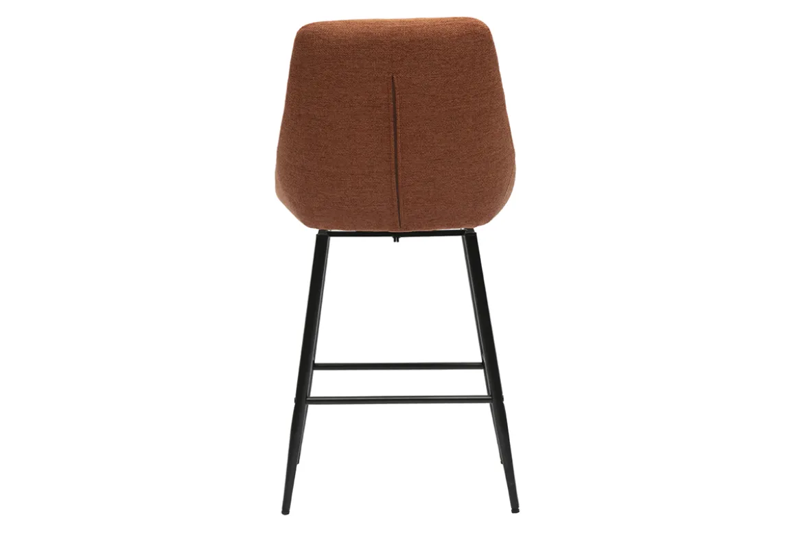 Tabourets de bar pivotants 360° en tissu effet velours texturé terre brûlée et métal H66 cm (lot de 2) ALESS