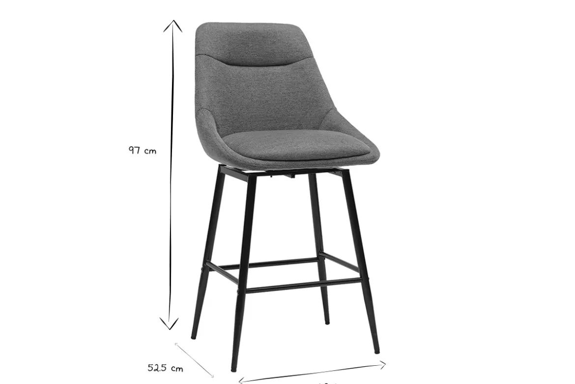 Tabourets de bar pivotants 360° en tissu effet velours texturé terre brûlée et métal H66 cm (lot de 2) ALESS