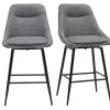 Tabourets de bar pivotants 360° en tissu effet velours texturé gris et métal H66 cm (lot de 2) ALESS