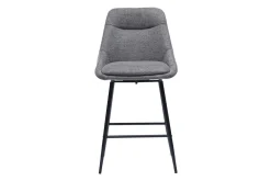 Tabourets de bar pivotants 360° en tissu effet velours texturé gris et métal H66 cm (lot de 2) ALESS