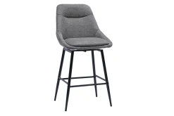 Tabourets de bar pivotants 360° en tissu effet velours texturé gris et métal H66 cm (lot de 2) ALESS