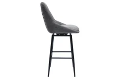 Tabourets de bar pivotants 360° en tissu effet velours texturé gris et métal H66 cm (lot de 2) ALESS