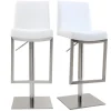 Tabourets de bar relevables blanc et acier chromé (lot de 2) KYLE