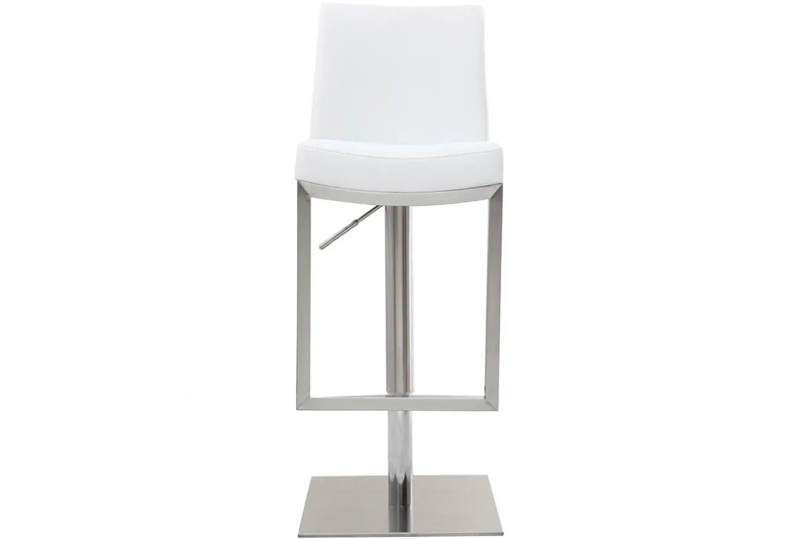 Tabourets de bar relevables blanc et acier chromé (lot de 2) KYLE
