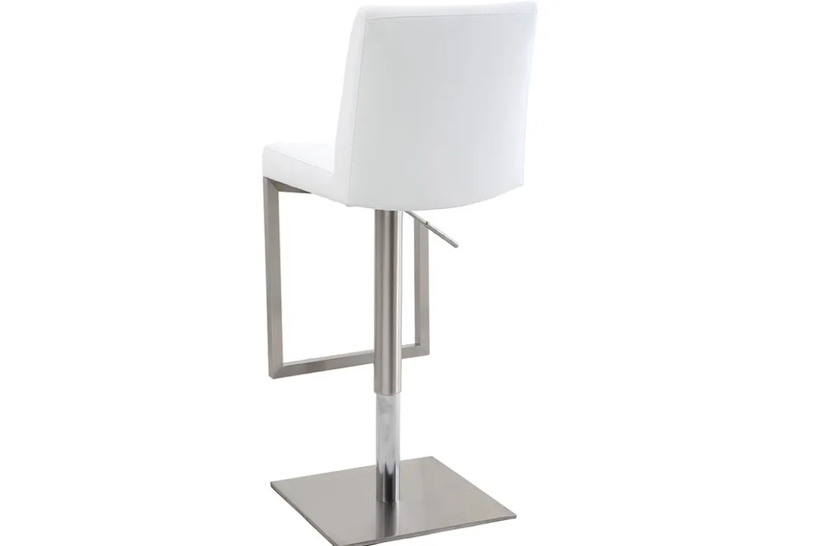 Tabourets de bar relevables blanc et acier chromé (lot de 2) KYLE