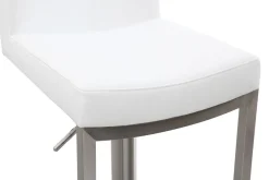 Tabourets de bar relevables blanc et acier chromé (lot de 2) KYLE