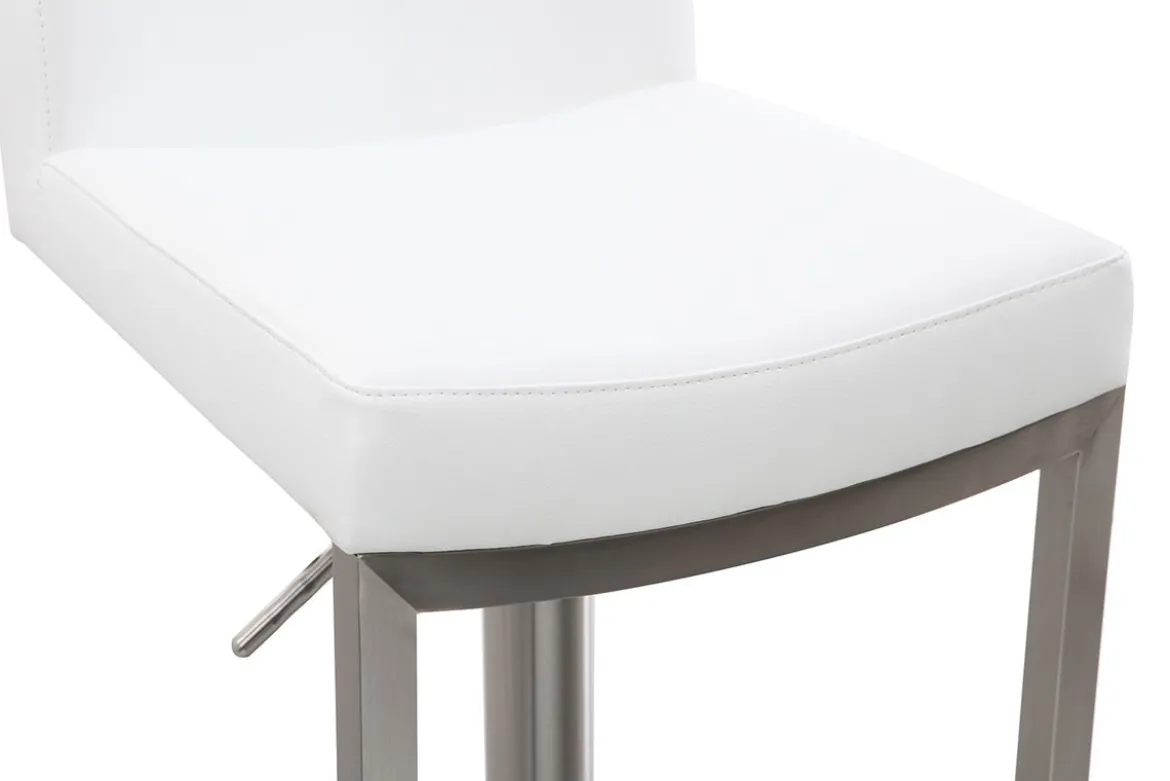Tabourets de bar relevables blanc et acier chromé (lot de 2) KYLE