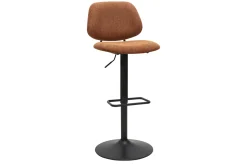 Tabourets de bar relevables design en tissu effet velours texturé terre brûlée et métal noir BARNET (lot de 2)