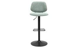 Tabourets de bar relevables design en tissu effet velours texturé vert céladon et métal noir BARNET (lot de 2)