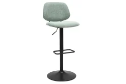 Tabourets de bar relevables design en tissu effet velours texturé vert céladon et métal noir BARNET (lot de 2)